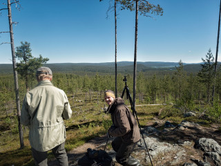 Saunavaaralta näkymää riitti Venäjän puolelle, Oulanka,- Kitka ja Kuusinkijoen päätepisteeseen Paanajäven päähän.